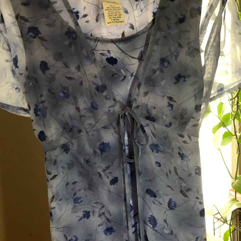 3/$20 Pretty Purple Floral Dress with Sheer Duster